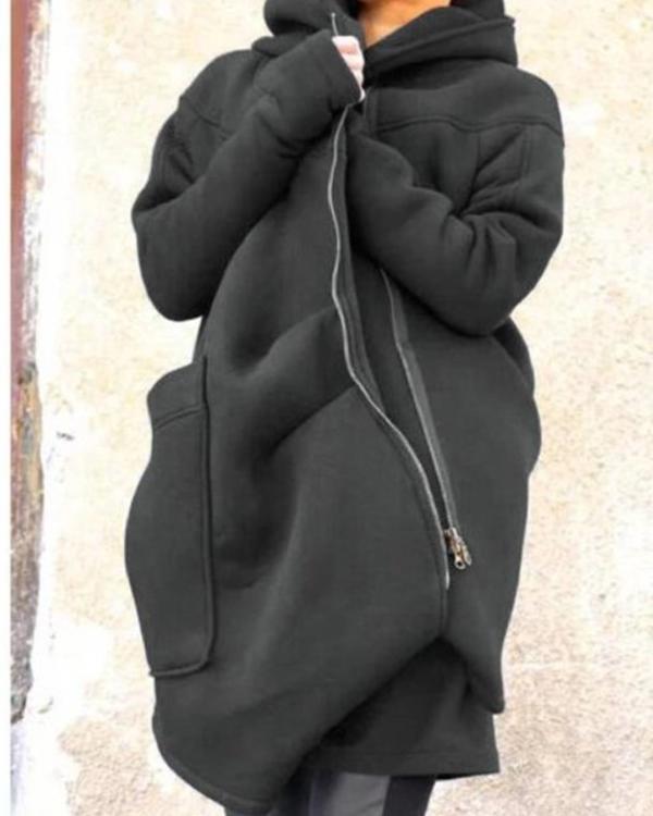 mid-length hooded sports sweatshirt