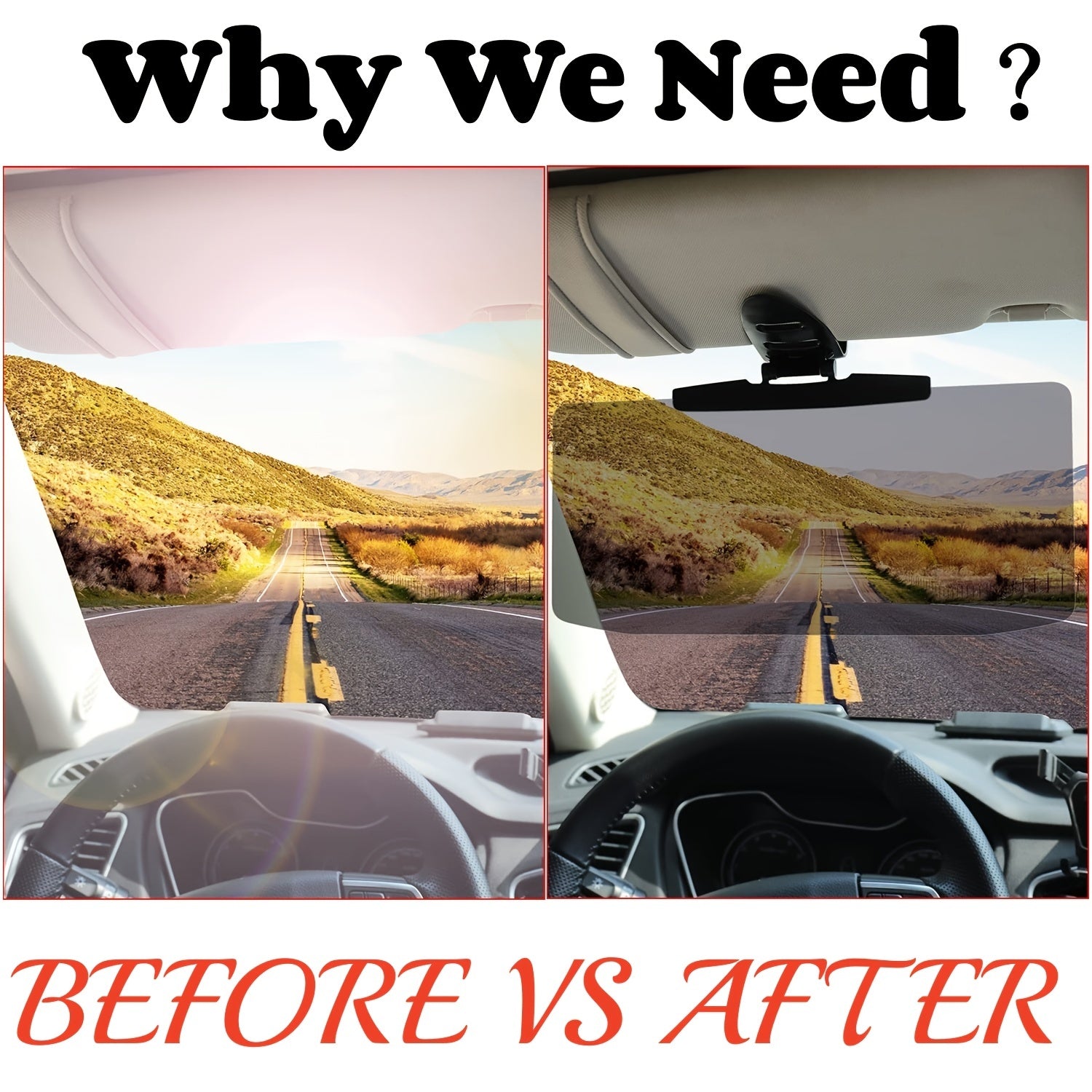 Sun Visor For Car, Universal Anti-Glare Polarized Car Visor Extension Sun Blocker, Protects From Stray Light,Snow Blindness And UV Rays