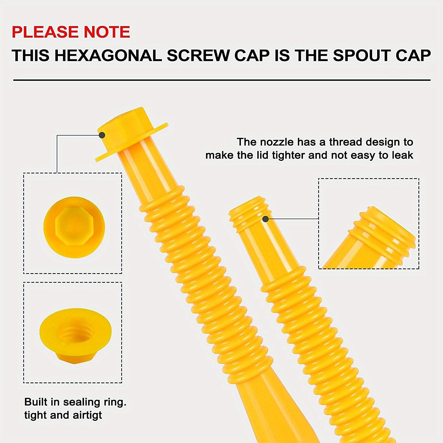 Gas Can Spout, Gas Can Nozzle Suitable For Most 1/2/5/10 Gal Oil Cans. Durable The Thickened Oil Gas Can Cap And Thickened Gasket