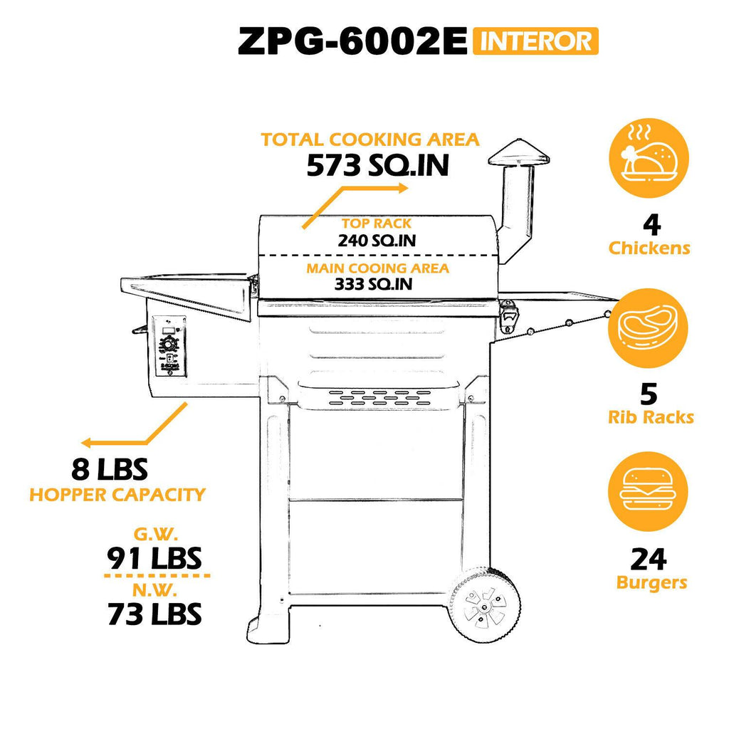 ZPG-L6002E Outdoor CooPellet Grill BBQ Smoker Digital Control