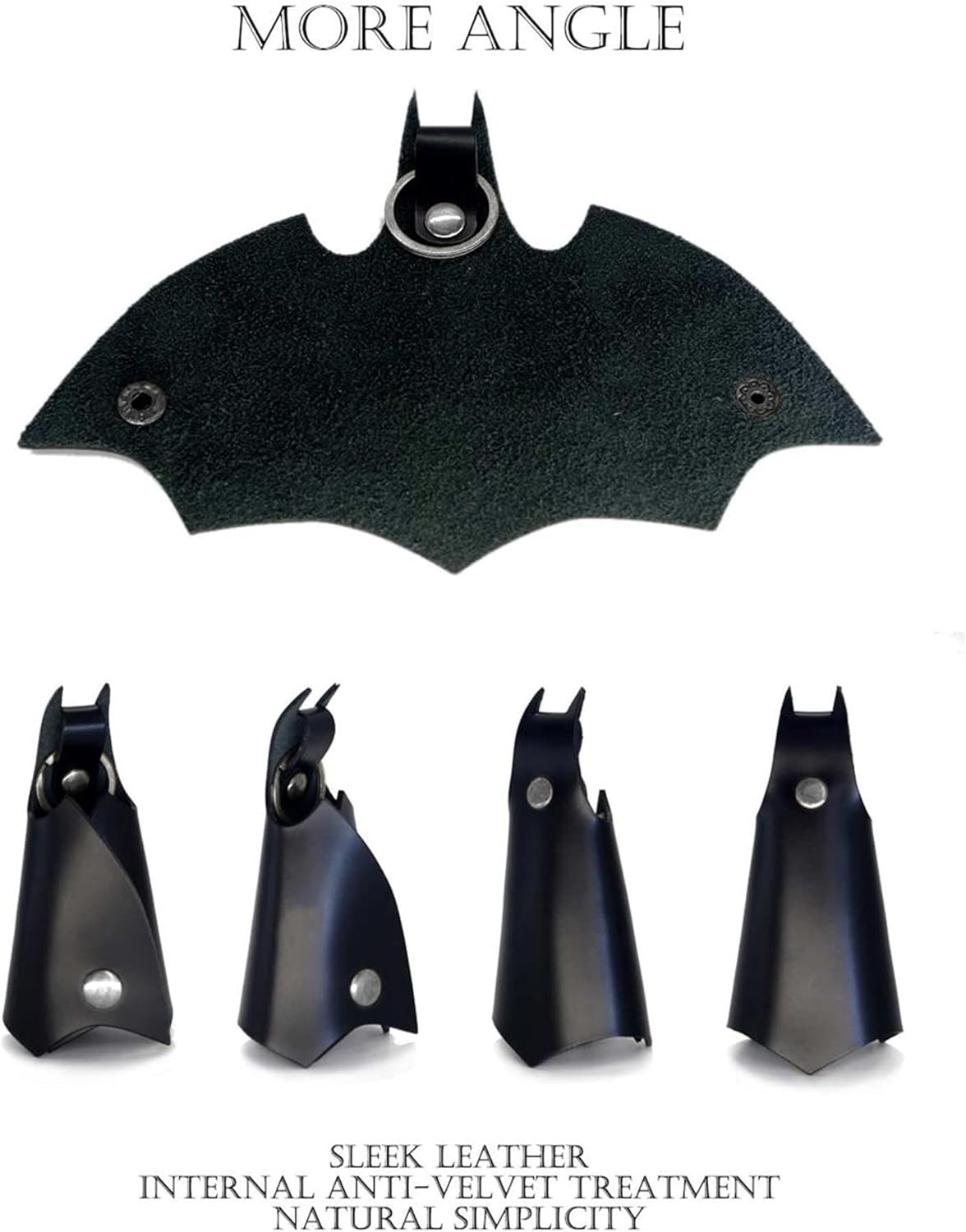 CAILLU KeyChain Leather Bat for men gifts and women Car key fob case,pop keys ring cover holder for stocking stuffers for men