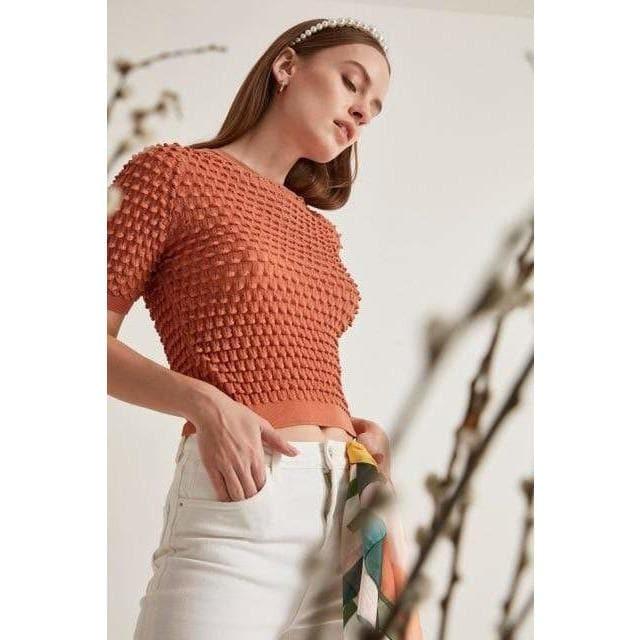 bubble short sleeve tops