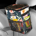 HOTOR Car Trash Can with Lid and Storage Pockets, 100% Leak-Proof Car Organizer, Waterproof Car Garbage Can, Multipurpose Trash Bin for Car - Green Flower