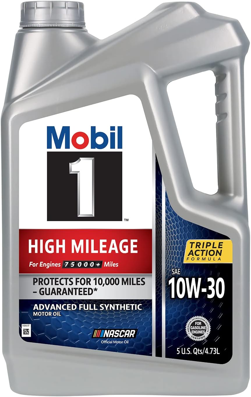 Mobil 1 High Mileage Full Synthetic Motor Oil 10W-30, 5 Quart