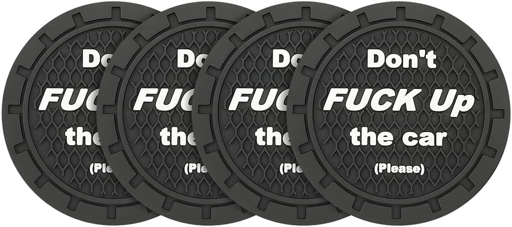 8sanlione Car Cup Coaster, 4Pcs 2.75 Inch Auto Cup Holder Insert Coasters, Non-Slip Waterproof Embedded Drink Mat, Automotive Interior Accessories for Men and Women (A Black/4PCS)