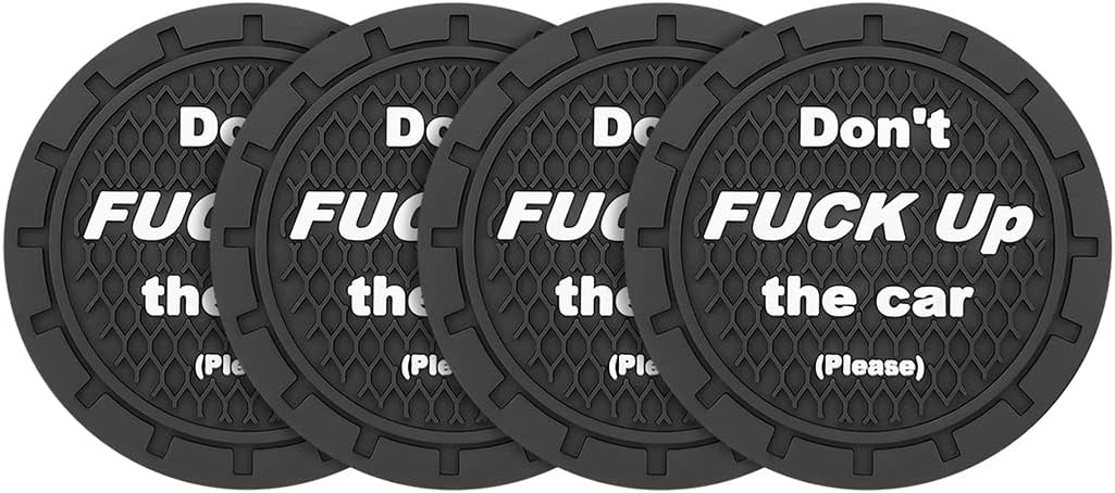 8sanlione Car Cup Coaster, 4Pcs 2.75 Inch Auto Cup Holder Insert Coasters, Non-Slip Waterproof Embedded Drink Mat, Automotive Interior Accessories for Men and Women (A Black/4PCS)