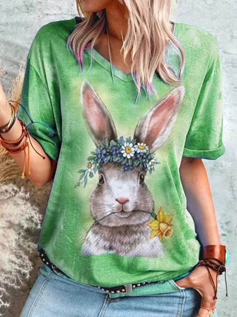Easter Cute Bunny Print T-shirt