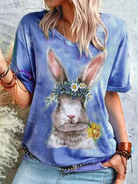 Easter Cute Bunny Print T-shirt