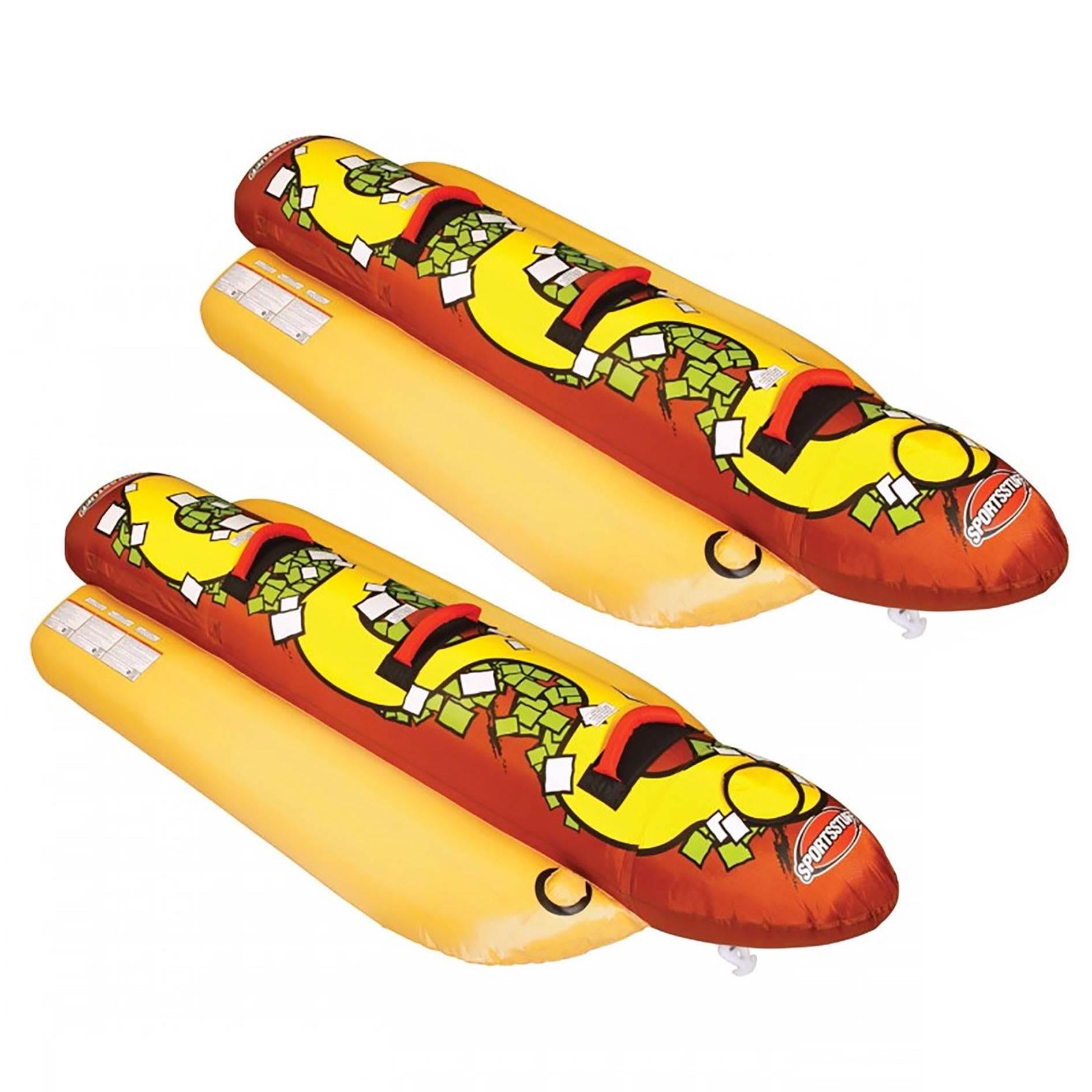 Sportsstuff Hot Dog 3 Person Inflatable Boat Lake Water Towable Tube (2 Pack)