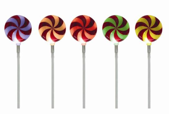 Set of 5 Color Changing LED Peppermint Candy Pathway Marker Lawn Stakes 72"