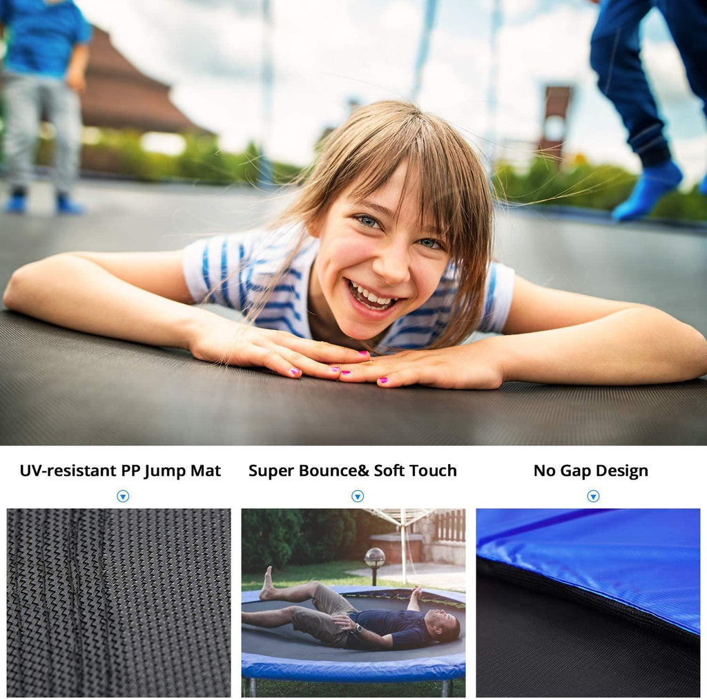 12ft 300lbs Load Trampoline With Enclosure For Kids Toddlers And Adults, Indoor Outdoor Recreational Exercise Trampoline, 144x144x112.6'' Blue