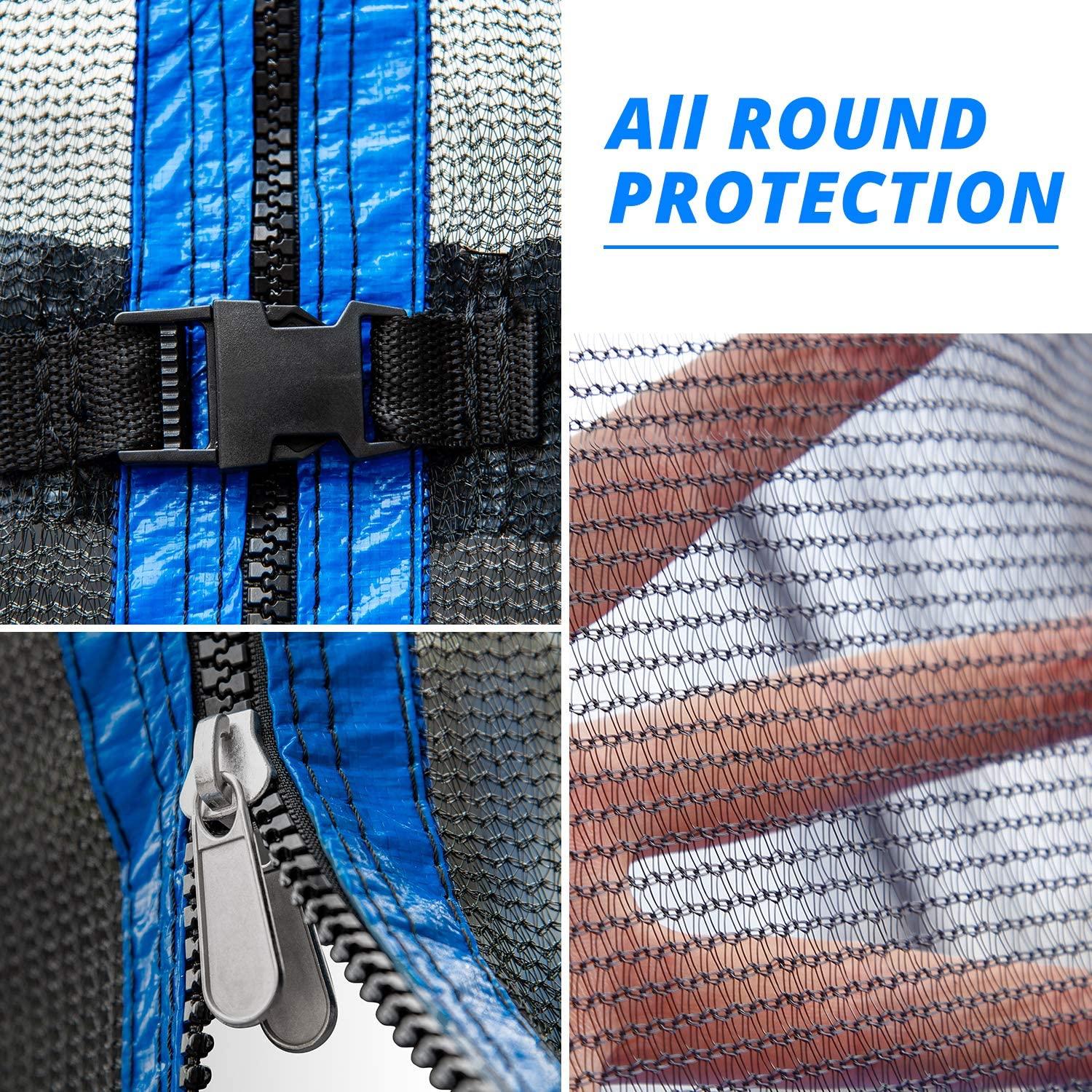 12ft 300lbs Load Trampoline With Enclosure For Kids Toddlers And Adults, Indoor Outdoor Recreational Exercise Trampoline, 144x144x112.6'' Blue