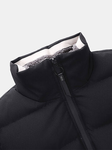 mens windproof warm stand collar thicken solid overcoats with pocket