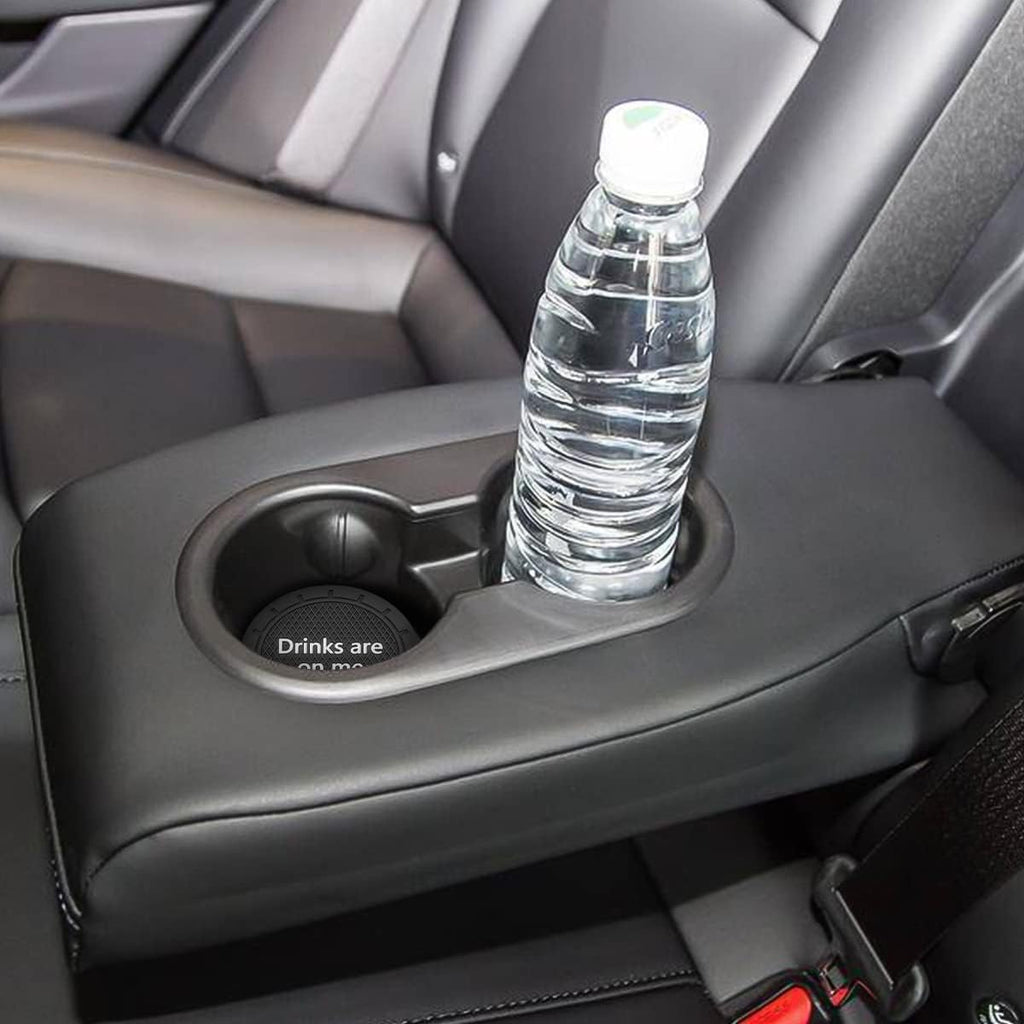 8sanlione 2 Pack Car Cup Holder Coasters, 2.75 Inch Non-Slip PVC Insert Cup Coaster, Anti-Scratch Auto Cup Mats for Women Men, Vehicle Interior Accessories Universal for Car, SUV, Truck (B Black/2PCS)
