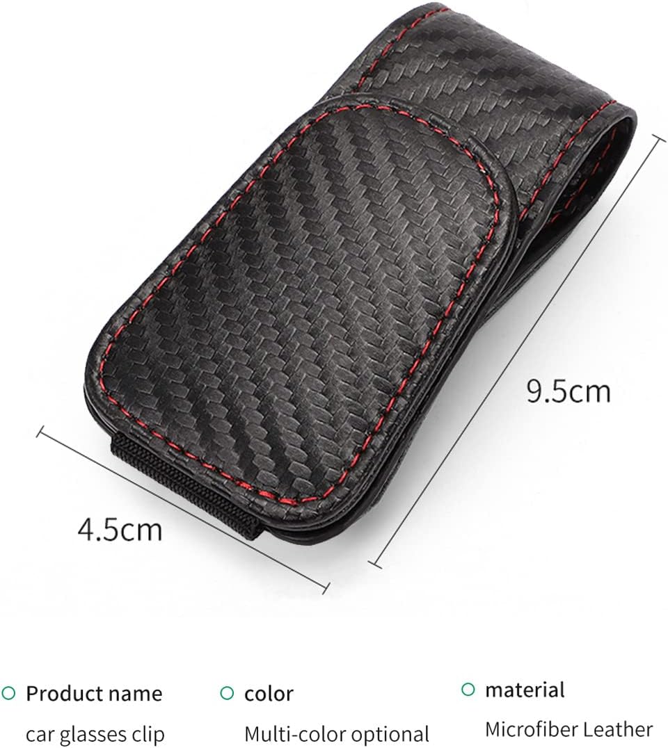 CHOSMOYI Magnetic Leather Sunglass Holder for Car, Sunglasses Clip for Car Visor, Auto Interior Accessories Universal for Different Size Eyeglasses (Carbon Fiber)