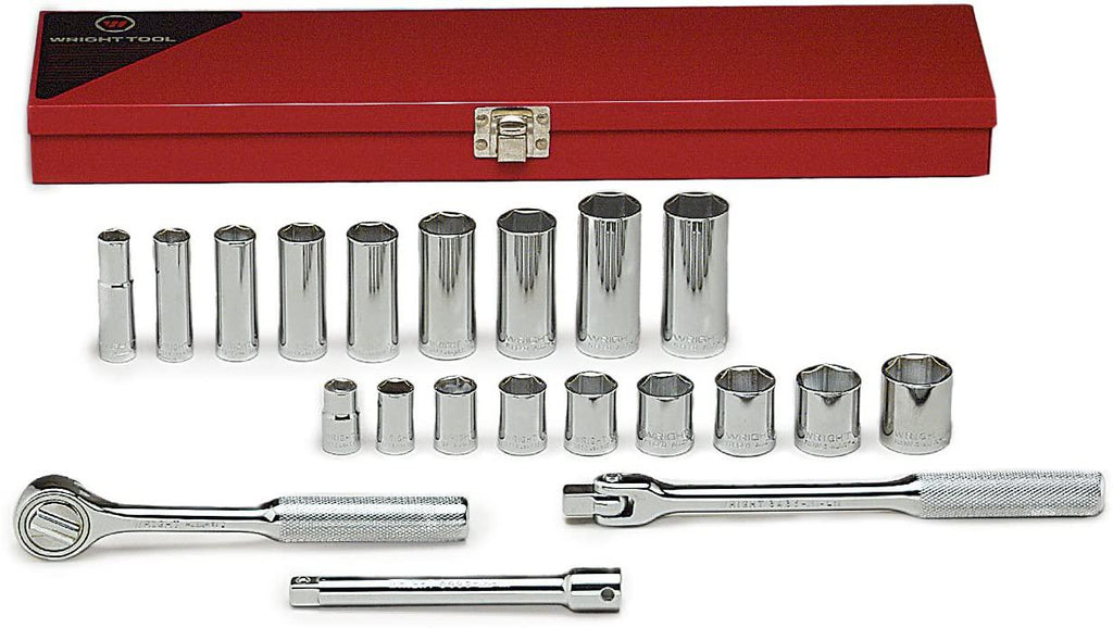 Wright Tool 337 3/8" Drive, 6 Point Standard and Deep Socket Set (21-Piece)