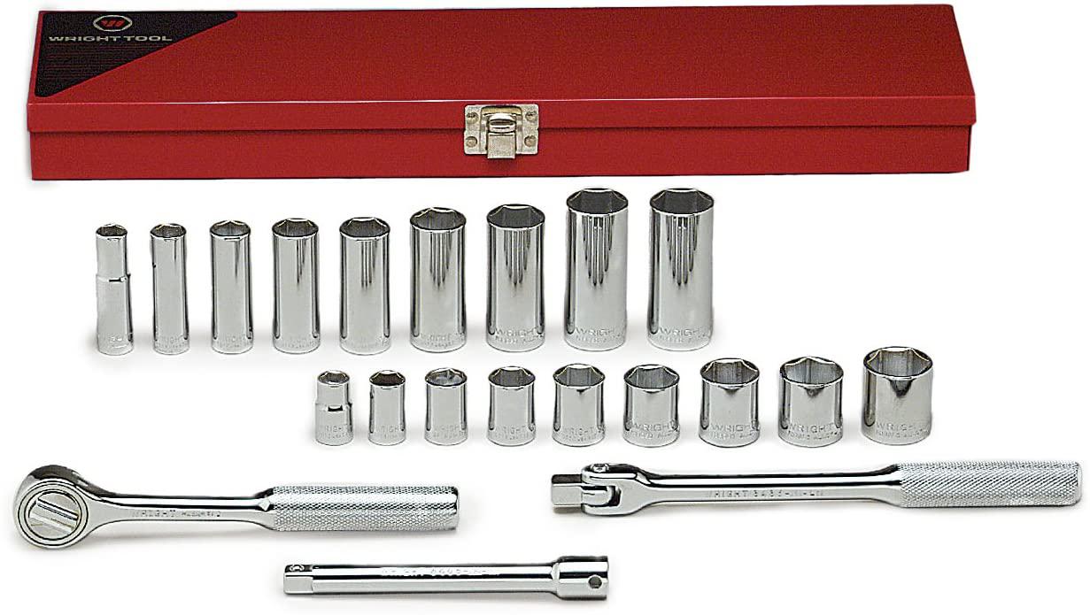 Wright Tool 337 3/8" Drive, 6 Point Standard and Deep Socket Set (21-Piece)