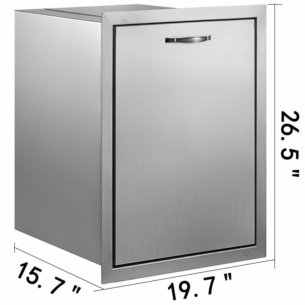 Outdoor Kitchen Trash Drawer 19.7W x 26.5H with Trash Bag Ring  Steel