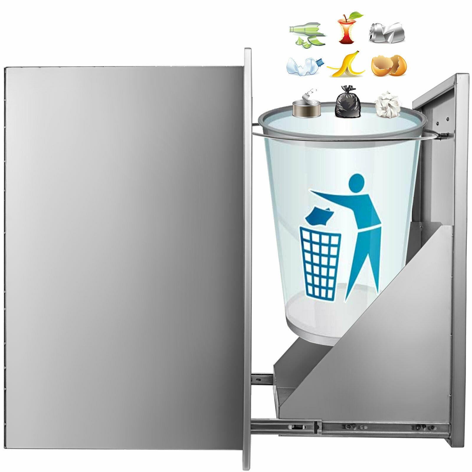 Outdoor Kitchen Trash Drawer 19.7W x 26.5H with Trash Bag Ring  Steel