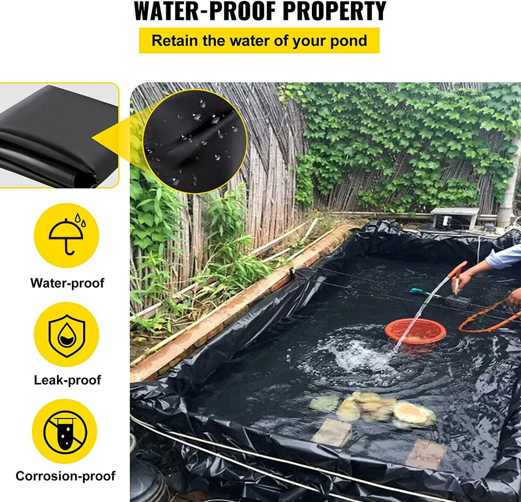 Pond Liner, 16.4x19.7ft, 20 Mil Pond Liners for Outdoor Ponds, HDPE Pond Underlayment for Fountain, Small Pond, Fishpond, Waterfall, Water Garden, Black