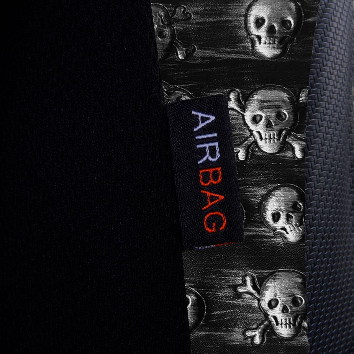 Flying Banner car seat Covers Fashion Faux Leather Gray Skull Full Set Rear Bench Split Easy installations car Truck SUV