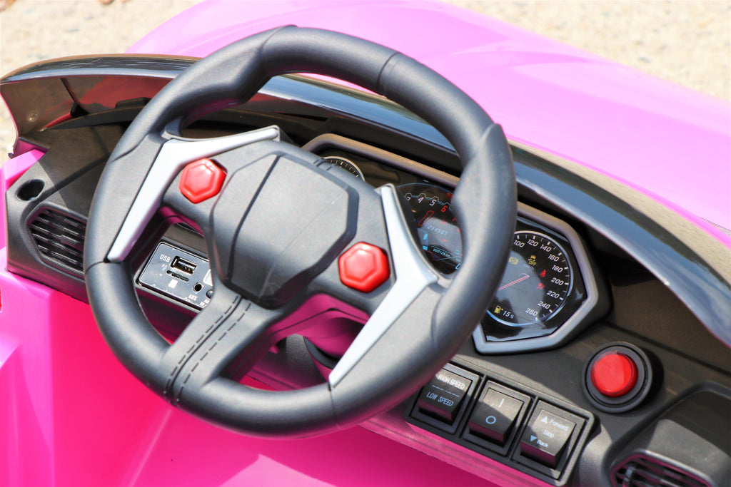 First Drive Lykan Hypersport Style Pink 12v Kids Cars - Dual Motor Electric Power Ride On Car with Remote