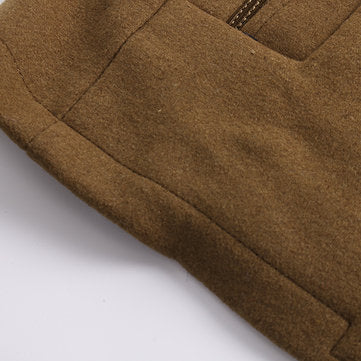 casual thick stand collar patchwork single breasted woolen coat for men