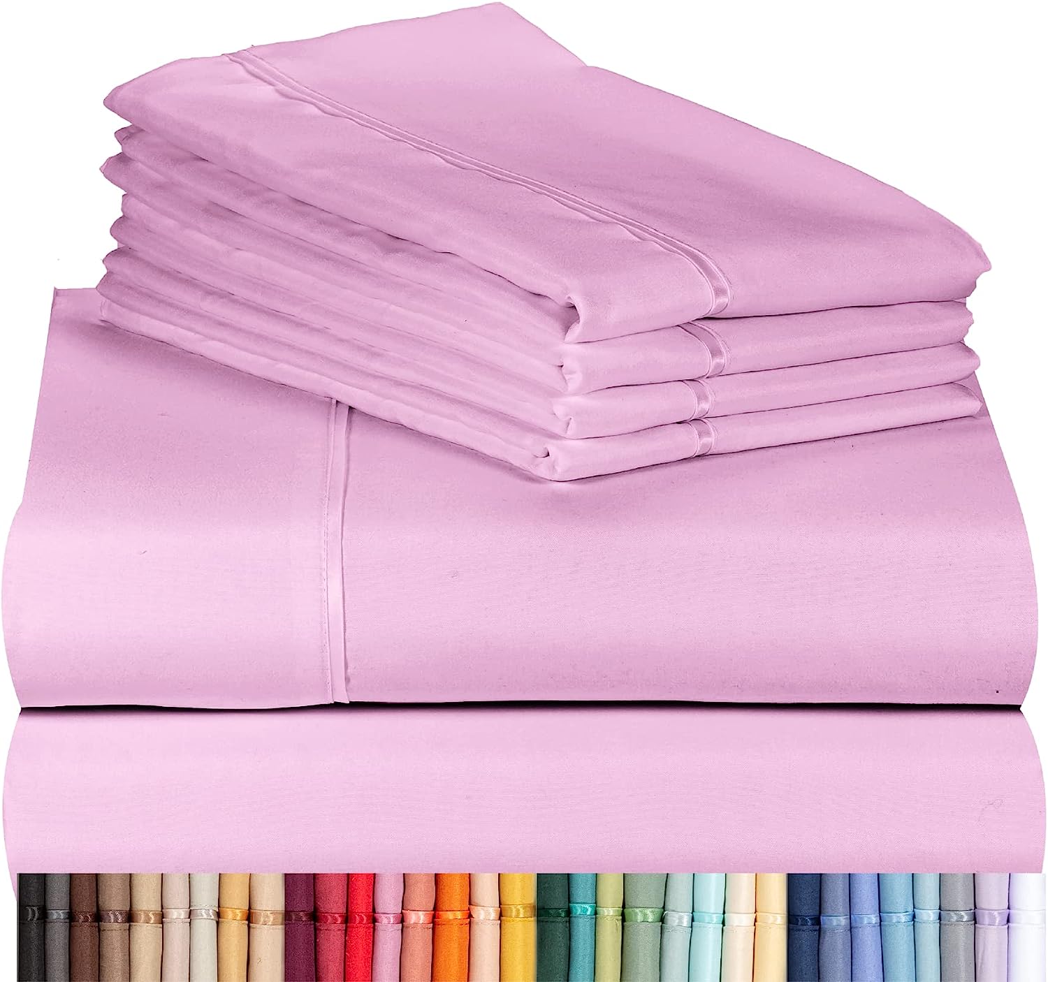 LuxClub 6 PC California King Size Sheet Set Bamboo Sheets Deep Pockets 18" Eco Friendly Wrinkle Free Cooling Sheets Machine Washable Hotel Bedding Silky Soft - Light Plum California King