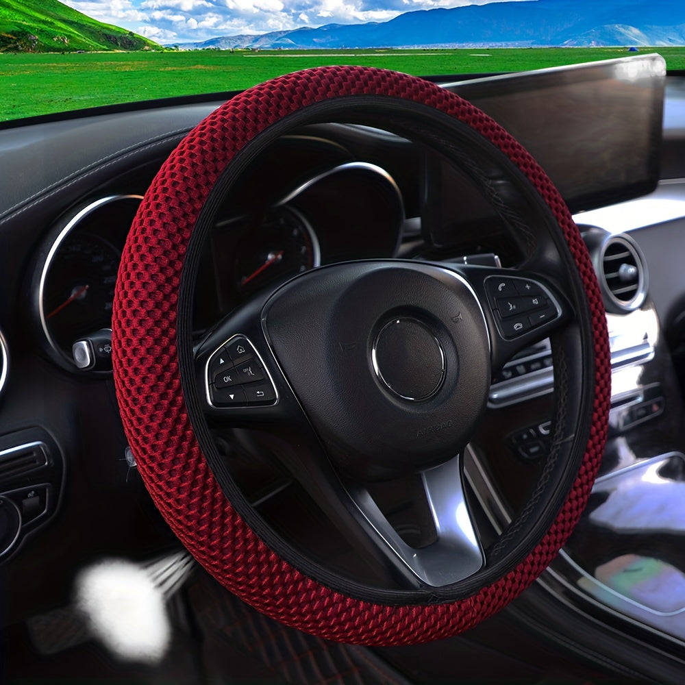 Three-dimensional Mesh Breathable Sweat-absorbing Comfortable Non-slip Car Steering Wheel Cover, Without Inner Ring Suitable For 14.57-14.96inch Auto Parts