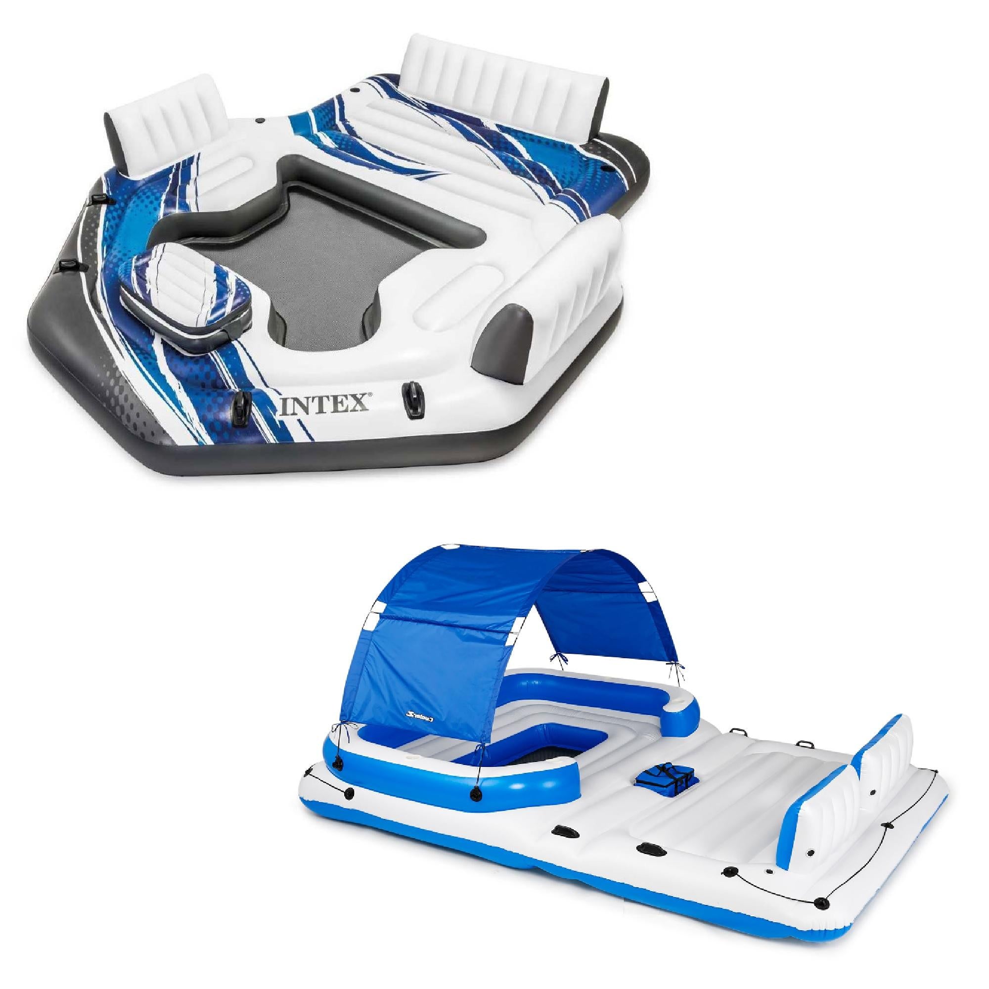 57272EP Adult 5 Seat Inflatable Island Loun&amp; 43105E 6 Person Pool Raft