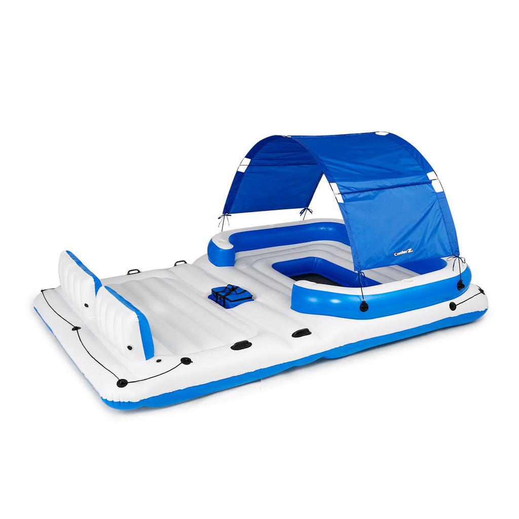 CoolerZ 6 Person Floating Island Lake/Pool Loun&amp; 5 Person Raft