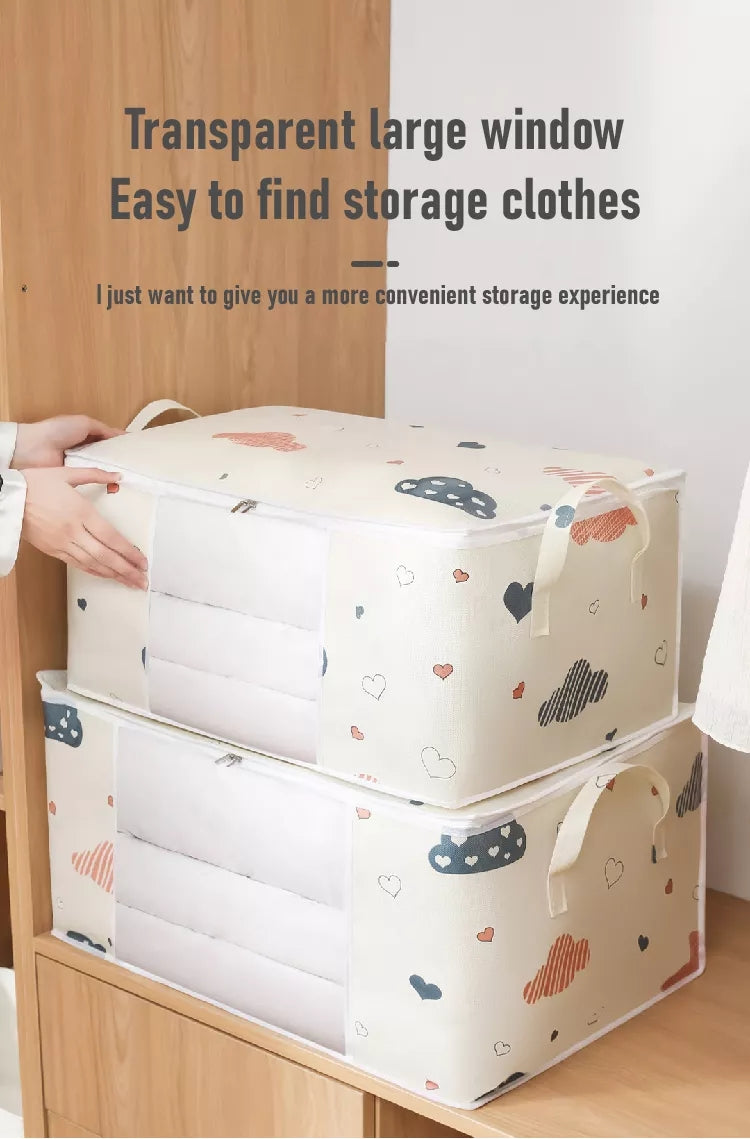 LarCapacity Clothes StoraBag Organizer With Reinforced Handle, Suitable For Blankets, Bedding, Foldable With Sturdy Zipper, Clear Window Christmas, Halloween, Thanksgiving Gift
