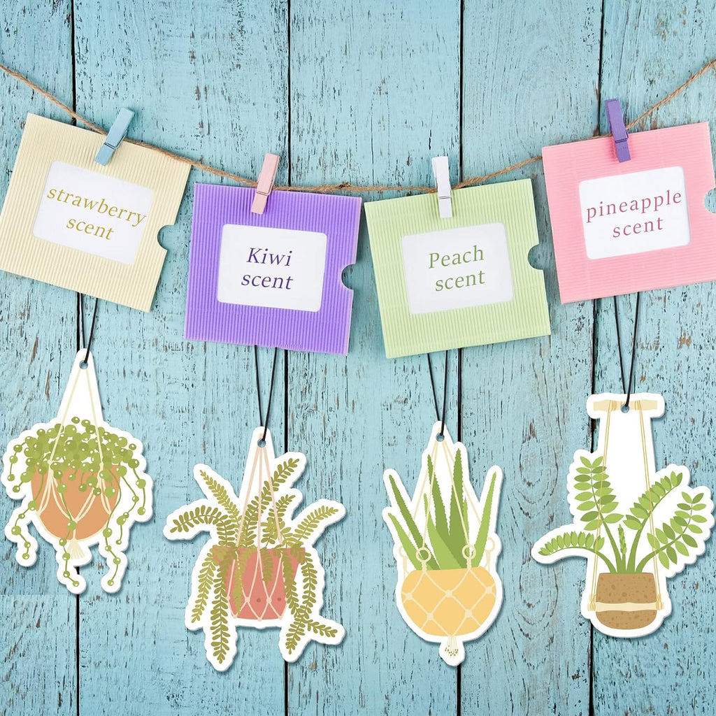 Tallew 8 Pack Car Hanging Plants Air Freshener for Women Girls Long Lasting Funny Plant Accessories Little Scented for Mirror