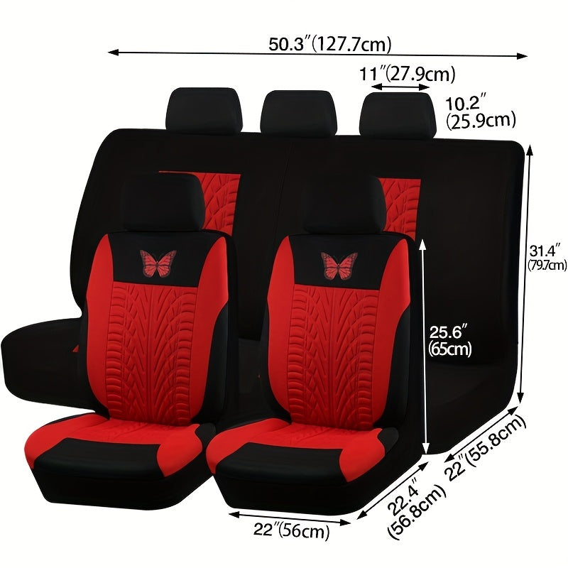 Upgrade Your Car Interior with a Universal Butterfly Pattern Tire Shape Auto Seat Cover Set - Airbag Safe &amp; Perfect for Trucks, Vans &amp; SUVs!