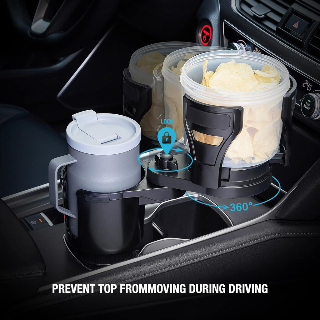 2 in 1 Large Car Cup Holder Extender Adapter THIS HILL with Adjustable Base&amp;Locking Function,All Purpose Cup Holder Expander for Car for Less Than 5.35" Large Bottles&amp;Drinks,2023 Upgraded