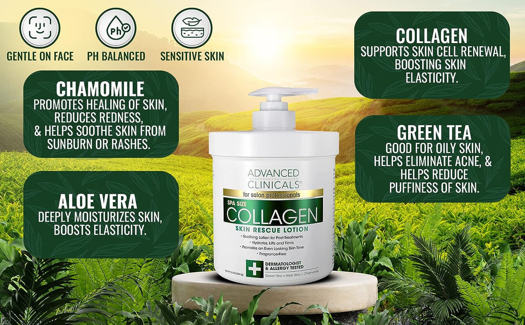 Advanced Clinicals Retinol Body Cream &amp; Collagen Body Lotion Skin Care Set. Anti-Aging Body &amp; Face Moisturizing Creams Repair Wrinkles, Fine lines, &amp; Firm Sagging Skin. 16 Oz (2-Pack Bundle)