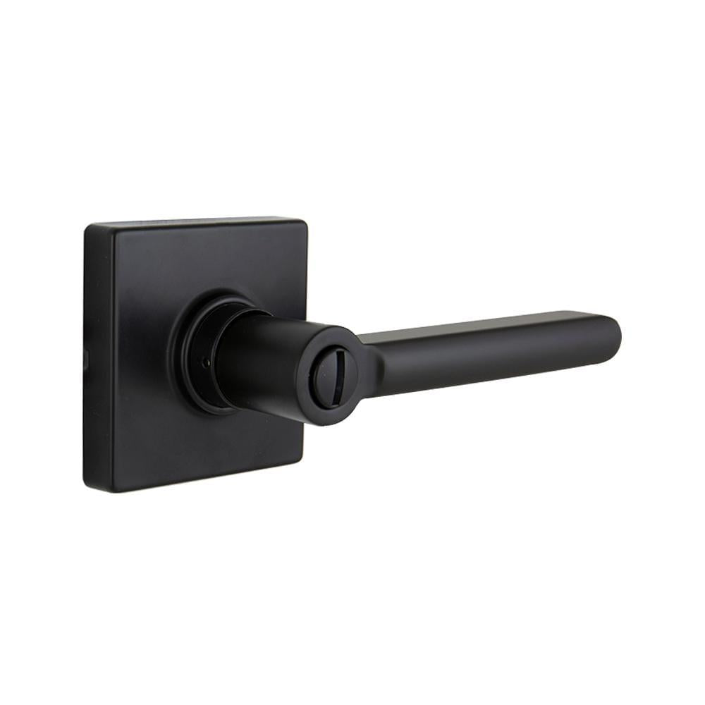 TonbridMatte Black Bed/Bath Door Lever with Square Rose