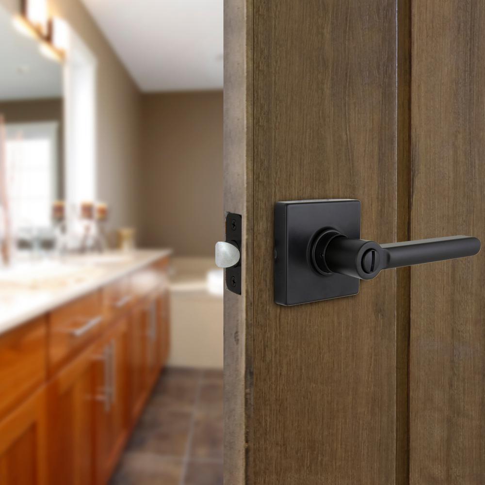 TonbridMatte Black Bed/Bath Door Lever with Square Rose