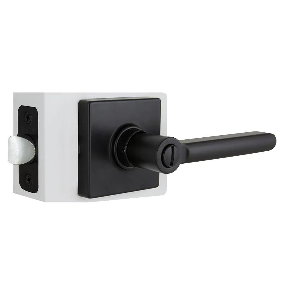 TonbridMatte Black Bed/Bath Door Lever with Square Rose