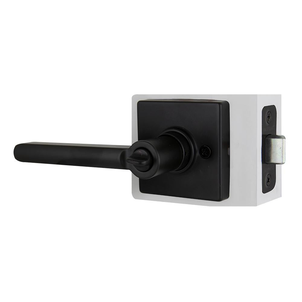 TonbridMatte Black Bed/Bath Door Lever with Square Rose