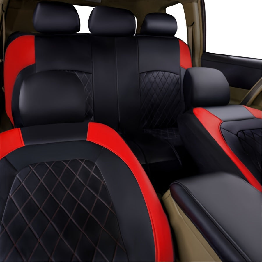 All Season PU Leather Universal Car Seat Cover Set Full Surrounded Cushion Protector Pad Anti-Scratch Fit Sedan Suv Pick-up Seat