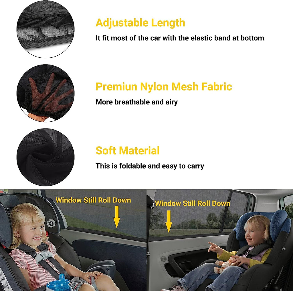 REACHTOP Car Window Shade for Baby, Car Window Screens, Sun Shade for Rear Window(2 Pack)