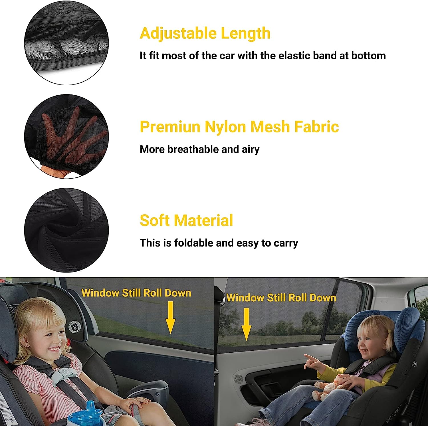 REACHTOP Car Window Shade for Baby, Car Window Screens, Sun Shade for Rear Window(2 Pack)