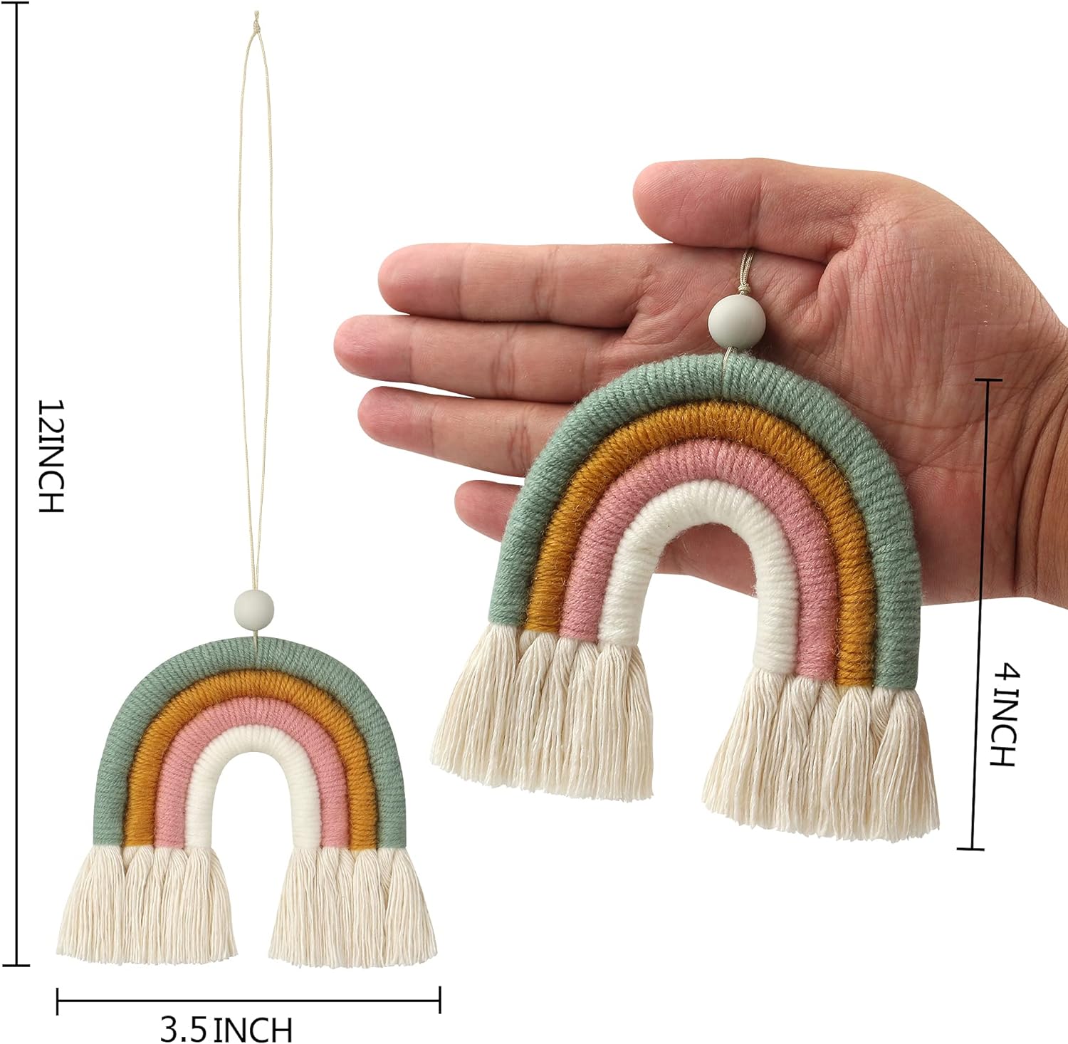 BOHO GARDEN Macrame Bohemian Rainbow Charm - Essential Oil Diffuser for Cars, Baby Nursery, Children’s Bedroom &amp; Home Decor - Decorative Hanging Air Freshener &amp; Accessories - Spring