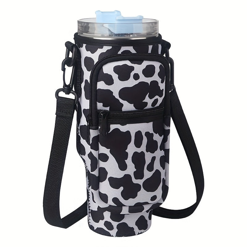 Water Bottle Carrier Bag with Phone Pocket for Stanley 40oz Tumbler with Handle Neoprene Water Bottle Holder Pouch with Adjustable Strap Bollus wit