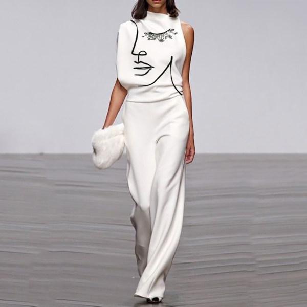Women's Fashion Half Head Abstract Jumpsuit