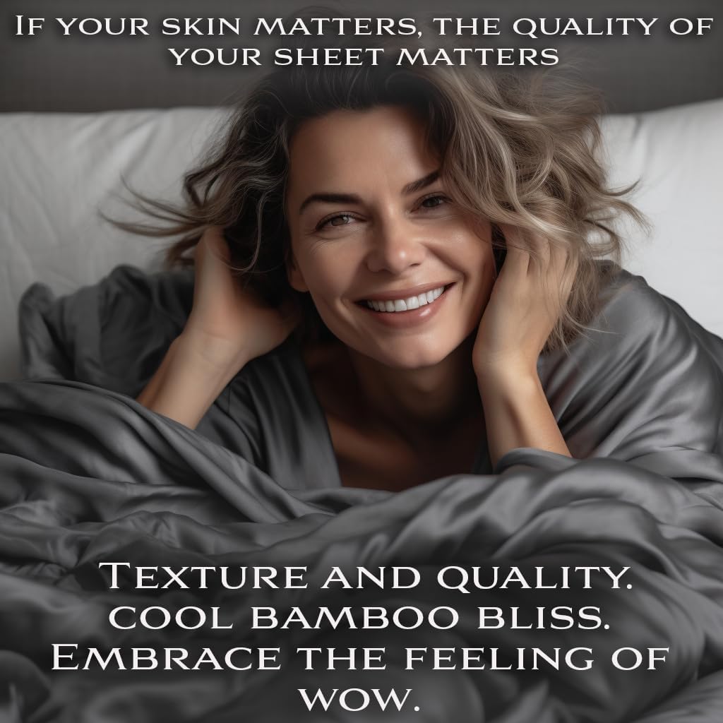 Lunar - Organic Bamboo from Viscose Duvet Cover - 400 Thread Count, Eight Corner Ties, Breathable &amp; Soft as Silk- Ideal Bamboo Duvet Cover for Hot Sleepers