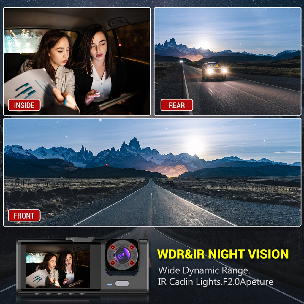 3 Lens Car Dashcm Car Camera Car Black Box 3 Camera Dash Cam Front,Inside,Rear,1080P