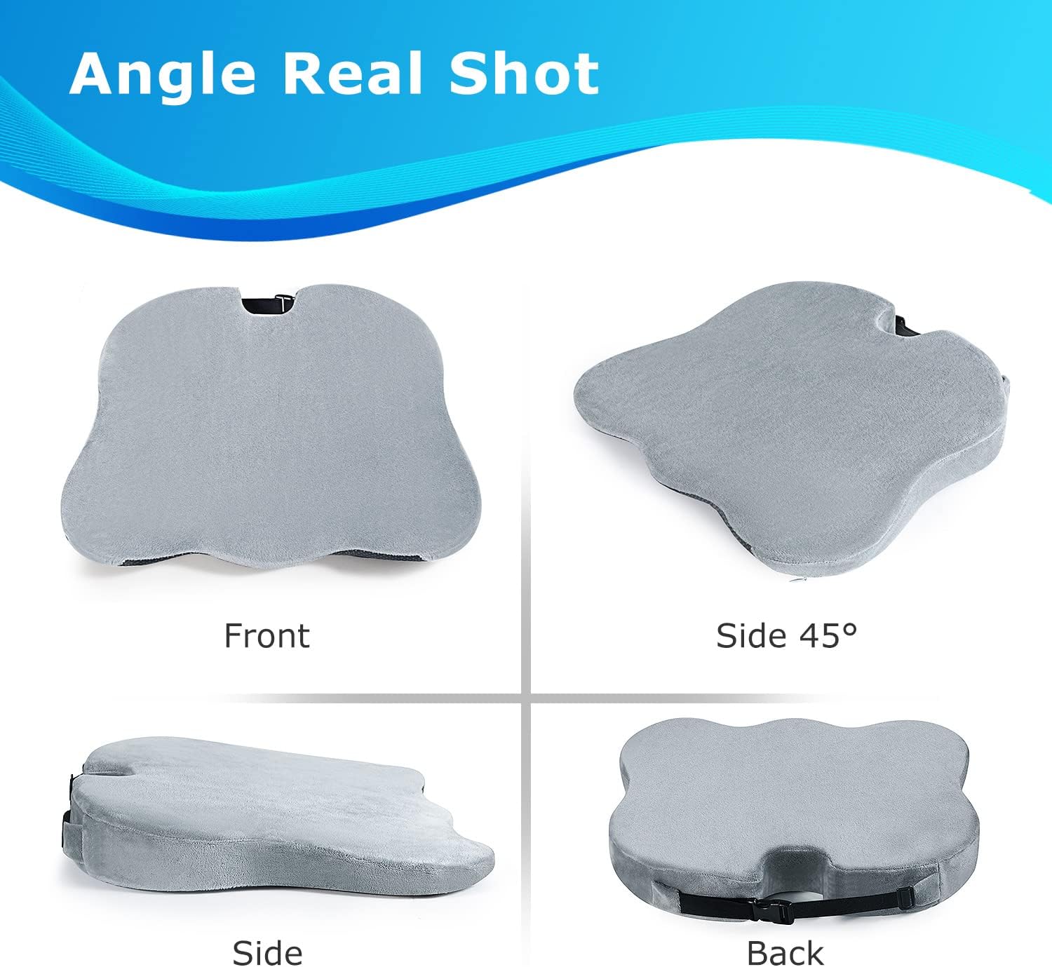Dreamer Car Wedge Car Seat Cover Cushion,Memory Foam Automotive Seat Covers for Back, Coccyx, Tailbone Pain Relief (Velvet Cover, Gray)
