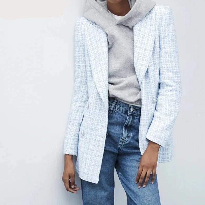 tweed plaid blazer